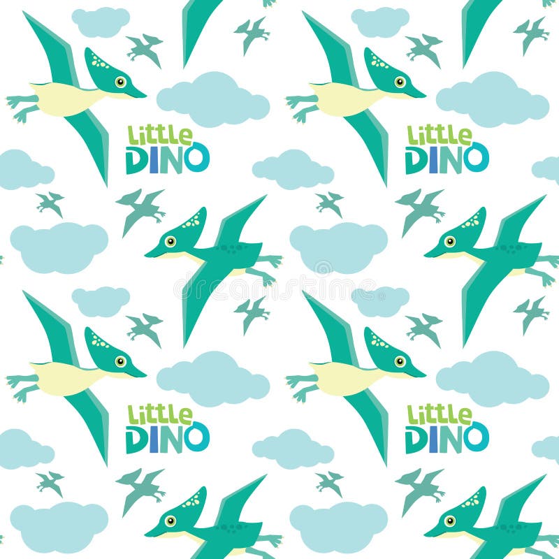 Piccolo Dino Pterodactyl Flying Seamless Pattern sveglio ha isolato sull'illustrazione bianca di vettore illustrazione di stock Piccolo Dino Pterodactyl Flying Seamless Pattern sveglio ha isolato sull'illustrazione bianca di vettore illustrazione di stock