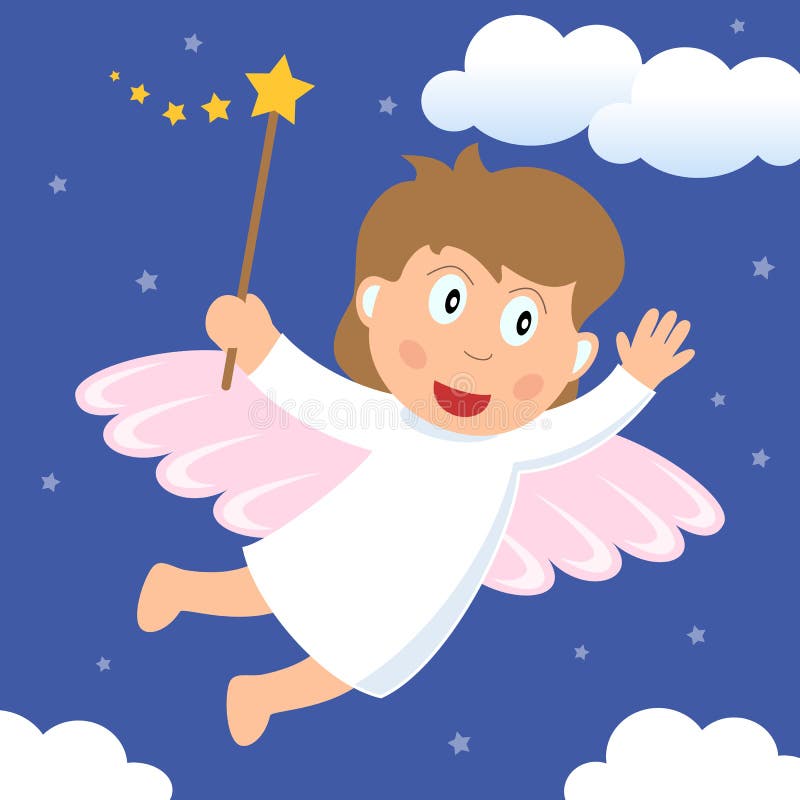 Piccolo Fairy con la bacchetta magica illustrazione vettoriale Piccolo Fairy con la bacchetta magica illustrazione vettoriale