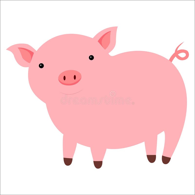 Piccolo, porcellino sveglio e rosa, isolato su fondo bianco illustrazione di stock Piccolo, porcellino sveglio e rosa, isolato su fondo bianco illustrazione di stock