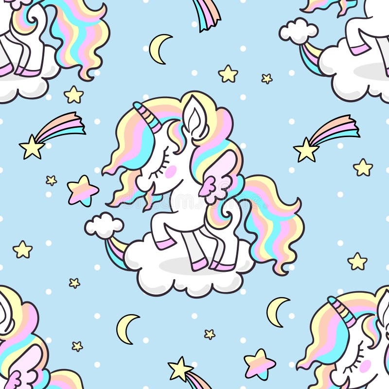 Piccolo unicorno sveglio dell'arcobaleno Reticolo senza giunte royalty illustrazione gratis Piccolo unicorno sveglio dell'arcobaleno Reticolo senza giunte royalty illustrazione gratis