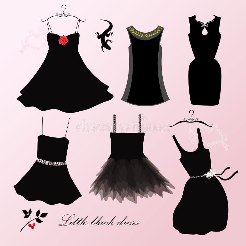 Piccolo Vestito Nero Con L'etichetta Ed Il Candeliere Illustrazione