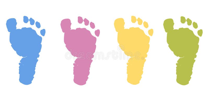 Piciorului pentru copii tipărește vectorul culorii pastei stock illustration