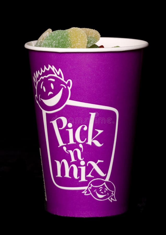 Pick and mix sweets in a pink tub