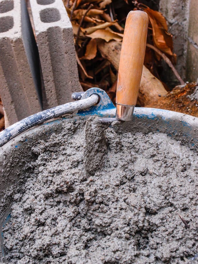 Pick Up a Trowel and Cement Mix Concrete Stock Photo - Image of exterior,  operator: 78103094