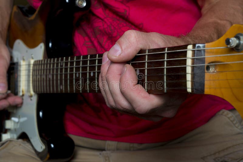 Holding Chords on Electric Guitar Stock Image Image of holding