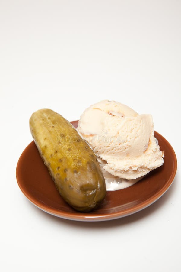 Pickle and caramel flavored ice cream for those strange food cravings. Pickle and caramel flavored ice cream for those strange food cravings