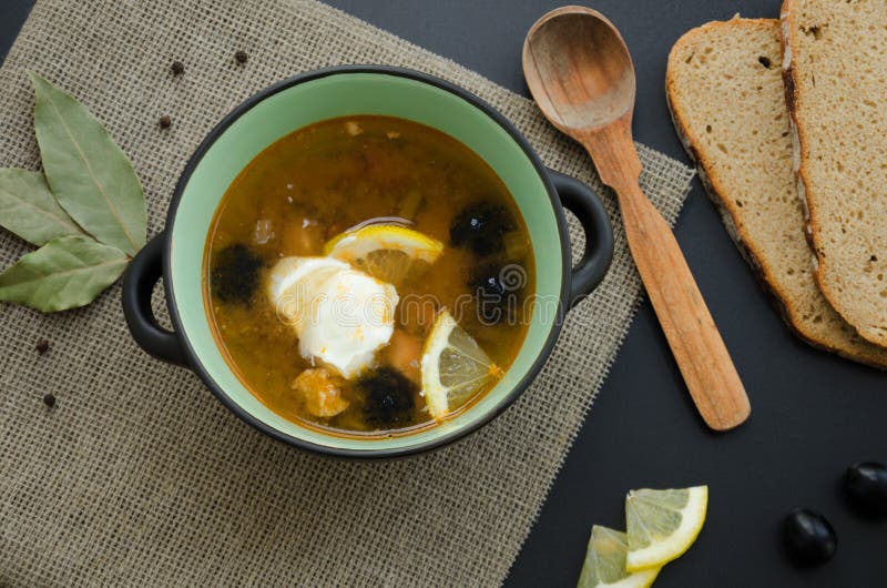 Pickle soup stock photo. Image of onion, black, pepper 66347476