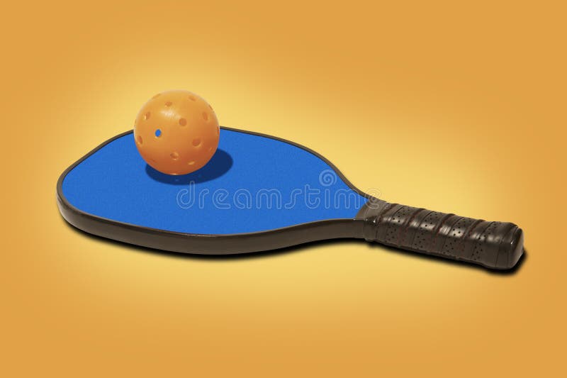 Pickleball - Orange Ball on Blue Paddle