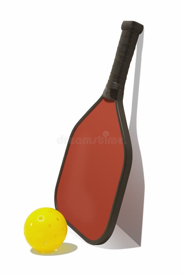 Pickleball Paddle Leaning on Wall with Ball and Shadow