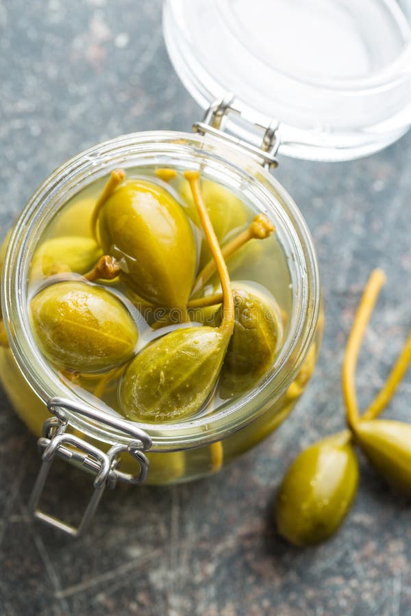 Pickled caper berries. stock photo. Image of glass, gourmet 100969770