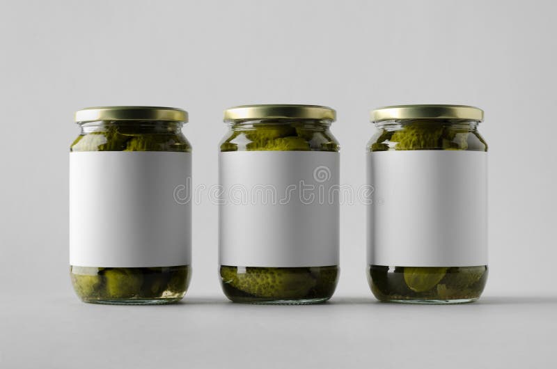Download Pickled Cucumber Jar Mock-Up - Three Jars. Blank Label Stock Photo - Image of jars, regular ...