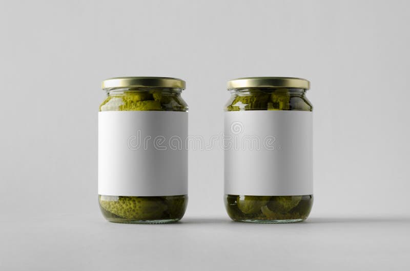 Download Pickled Cucumber Jar Mock-Up - Two Jars. Blank Label Stock Photo - Image of clean, container ...