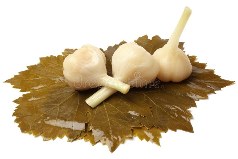 Pickled Garlic and Grape Leaves Stock Image Image of eating, fruit