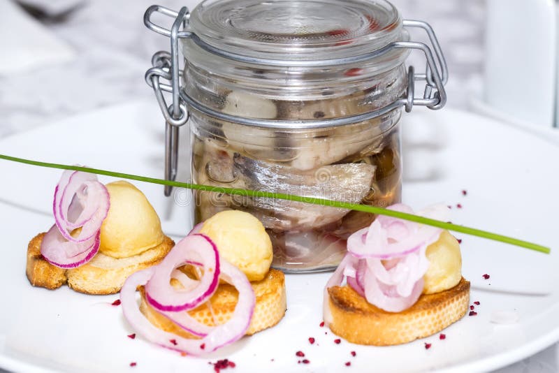 Pickled herring stock photo. Image of diet, snack, marinated 37166450