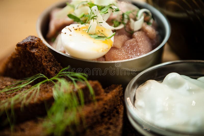 Pickled Herring with Sour Cream Stock Photo Image of fish, easter 96866582