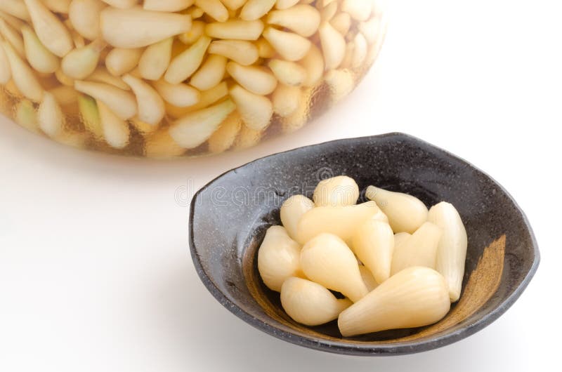Pickled japanese leek stock image. Image of allium, plate 25958341