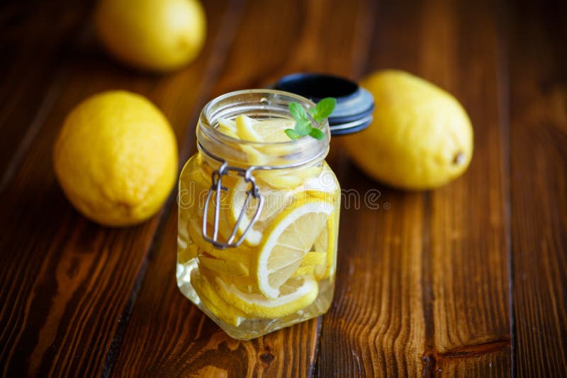 Pickled lemons in the jar stock image. Image of healthy 82777347