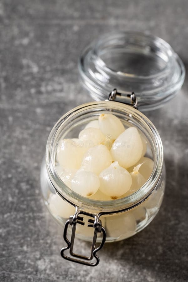Pickled Mini Baby Onions On Plate Stock Image Image of homemade