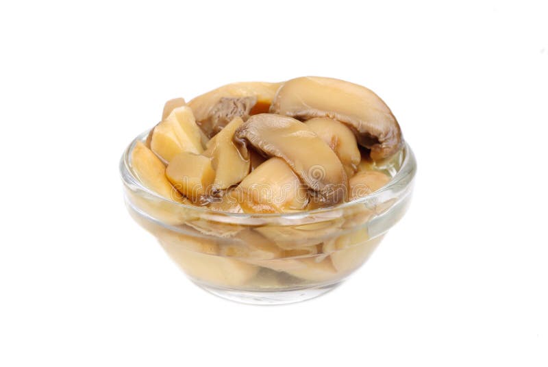 Pickled Mushrooms in Glass Bowl Stock Photo Image of glass, fungus