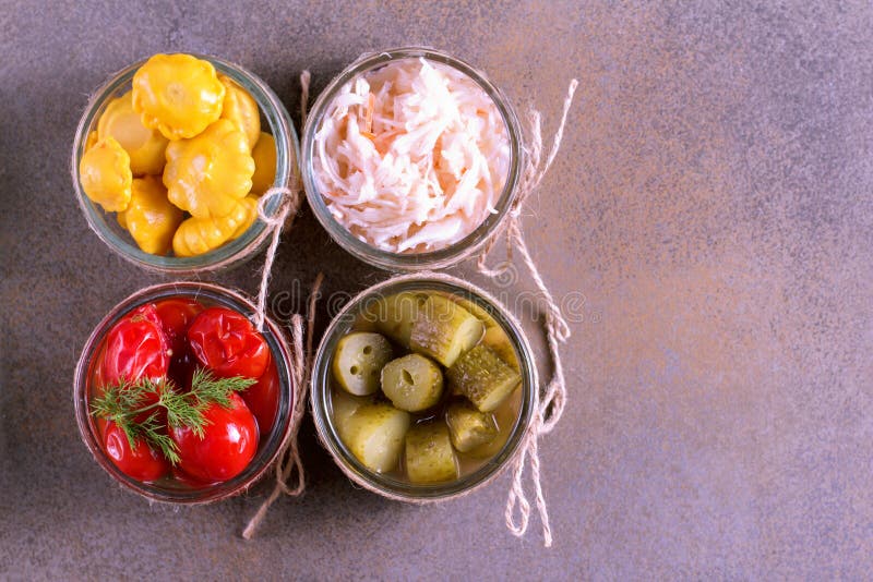 Pickled Vegetables. Fermented Food. Top View Stock Image Image of