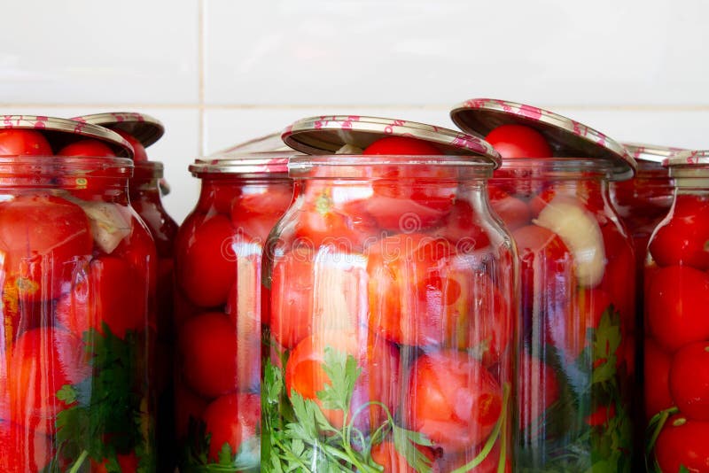 Pickling Tomatoes in Glass Jars Stock Image Image of kitchen, meal