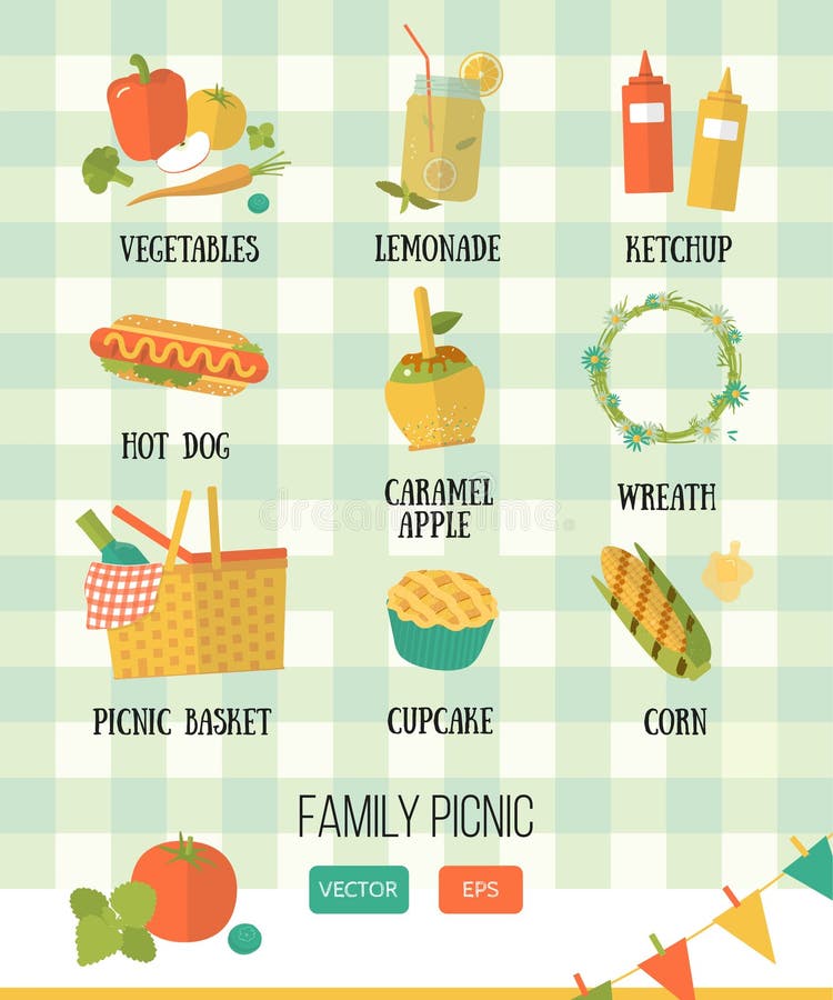Picknick för vektorillustrationfamilj Sommar vår royaltyfri illustrationer Picknick för vektorillustrationfamilj Sommar vår royaltyfri illustrationer