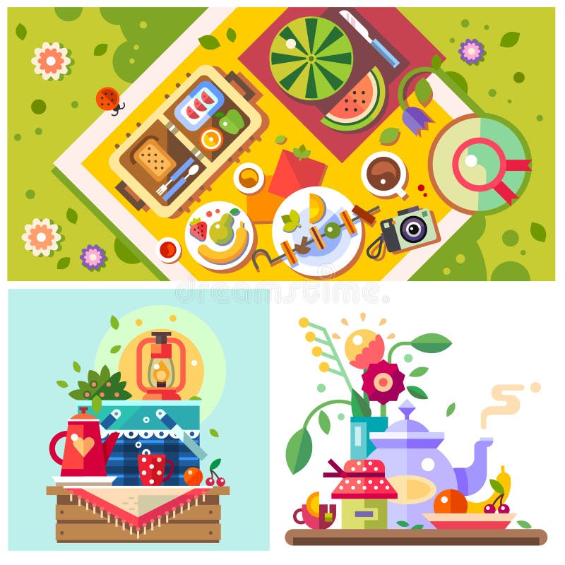 Picknick im Park Sonniger Tag in der Stadt vektor abbildung Picknick im Park Sonniger Tag in der Stadt vektor abbildung
