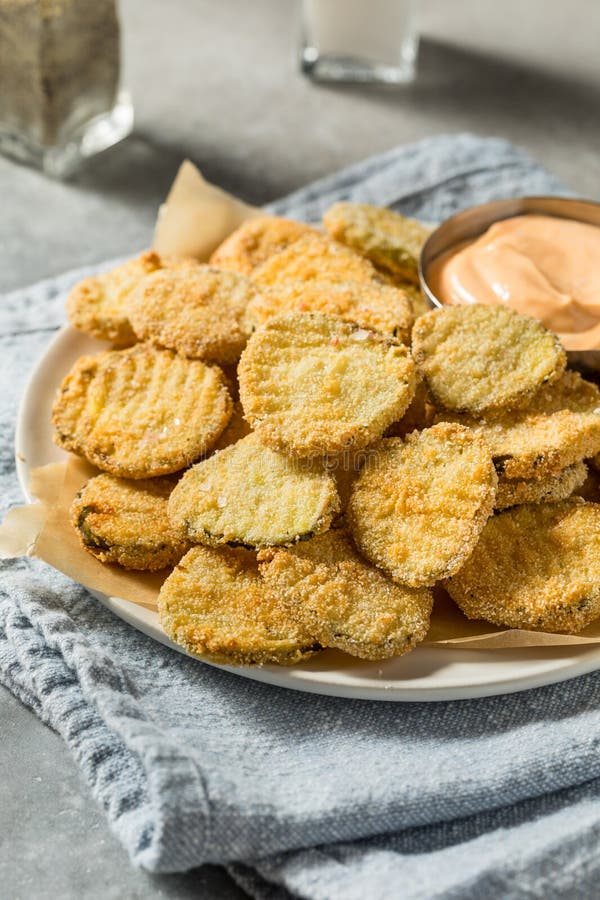 Picles fritos caseiros imagem de stock