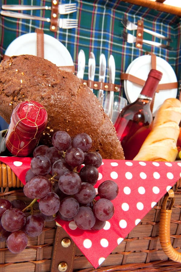 Picnic basket stock image. Image of silverware, plates 11539945