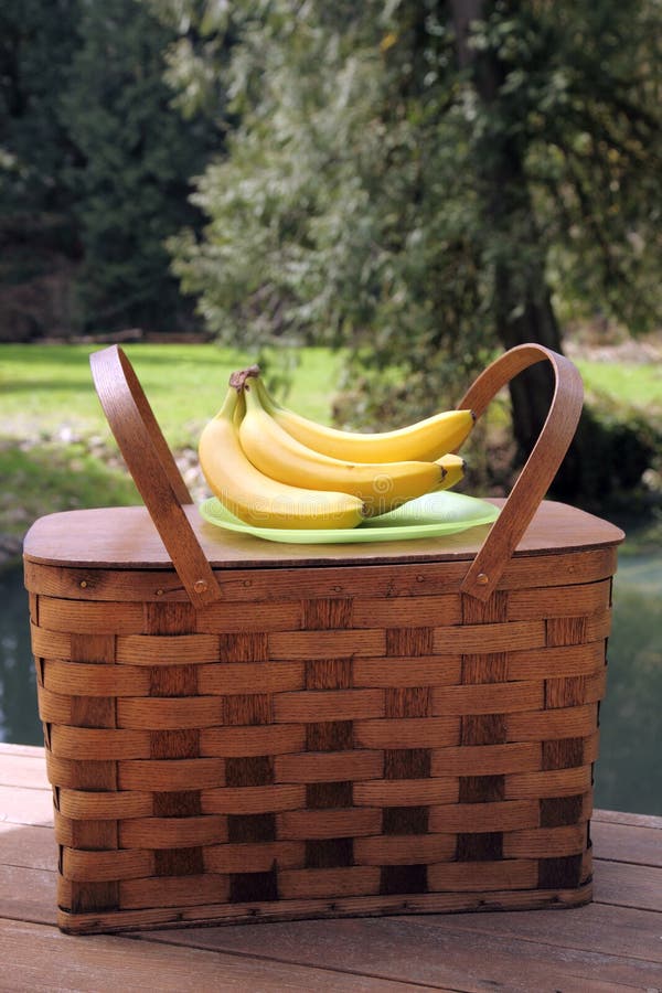 Picnic Basket and Fruit Outdoors Stock Photo Image of forest, fruit 8862980