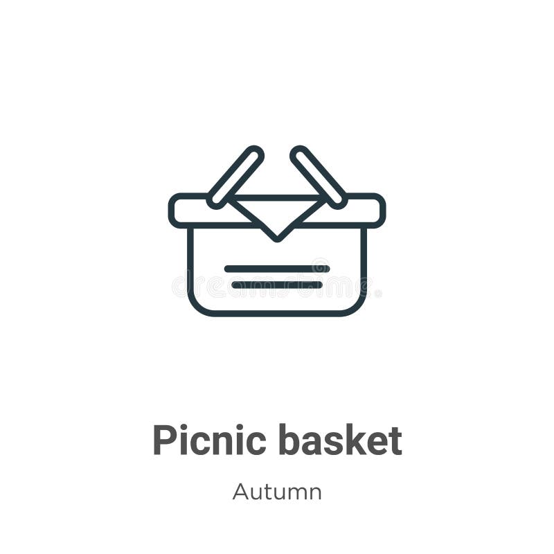 Outline Picnic Basket Vector Icon. Isolated Black Simple Line Element