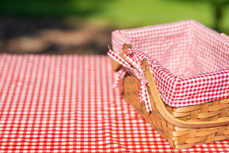 Picnic Basket On A Table With A Red Tablecloth Summer Mood Relaxation