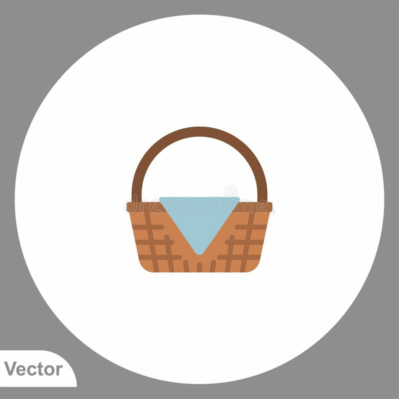 Picnic Basket Vector Icon Sign Symbol Stock Vector Illustration of glass, design 189344604