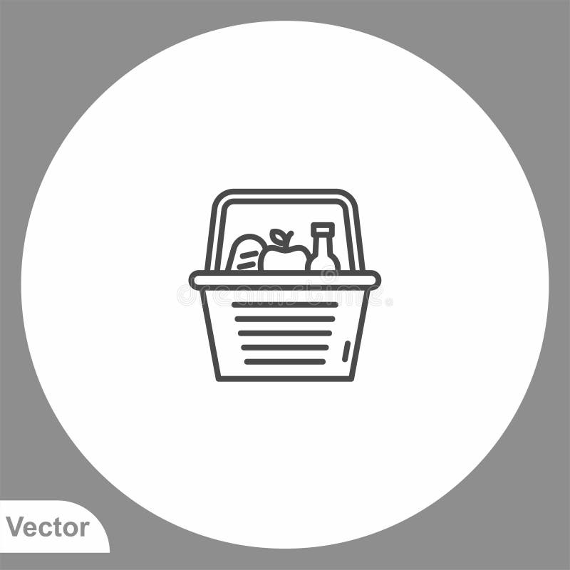 Picnic Basket Vector Icon Sign Symbol Stock Vector Illustration of