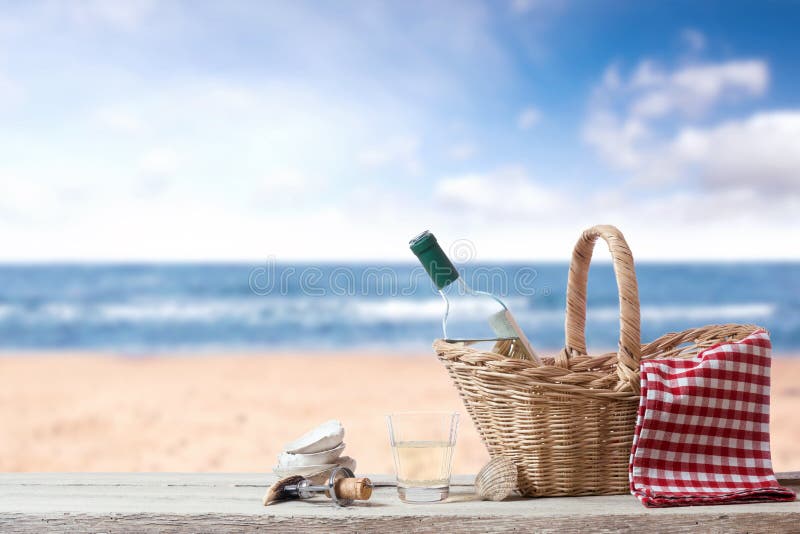 Picnic for one person at the sea stock image Picnic for one person at the sea stock image