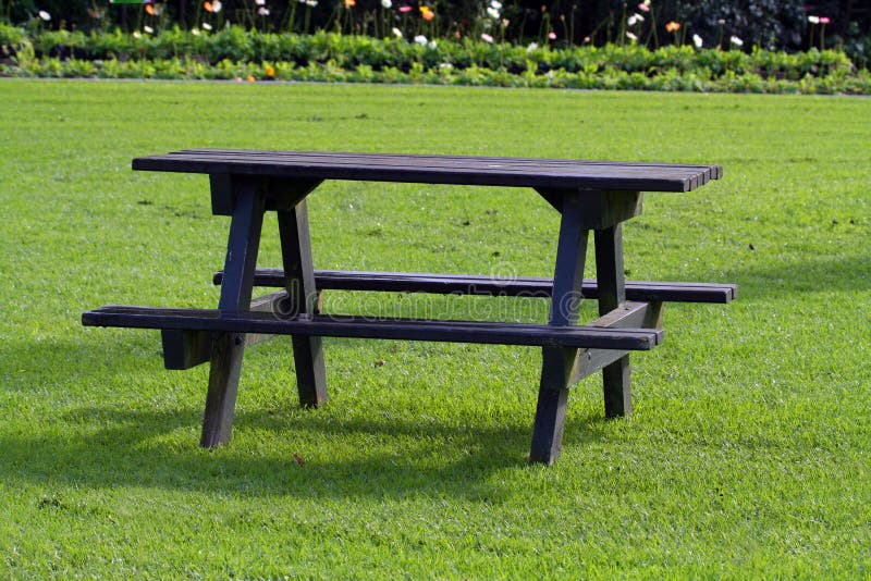 Picnic table on grass stock image. Image of garden, table 866323