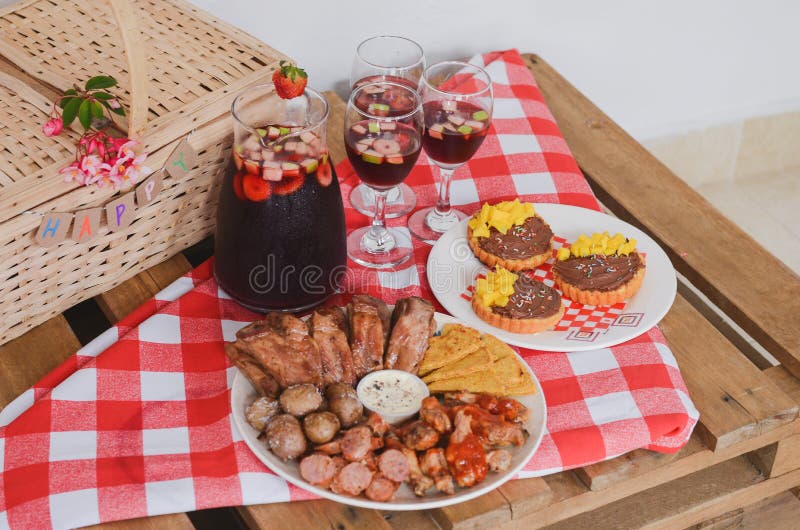 Picnic Table with Variety of Food and Drinks Stock Photo Image of family, colors 146855930