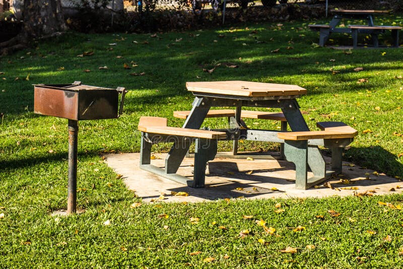 Picnic Tables Bbq Stand Park Stock Photos Free & RoyaltyFree Stock