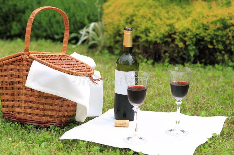Picnic with wine stock photo. Image of life, countryside 17897830