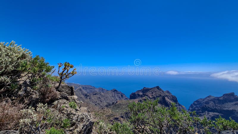 Pico verde panoramic view on teno Mounf sett från toppmötet pico verde tenerife canary Islands spain. arkivfoton