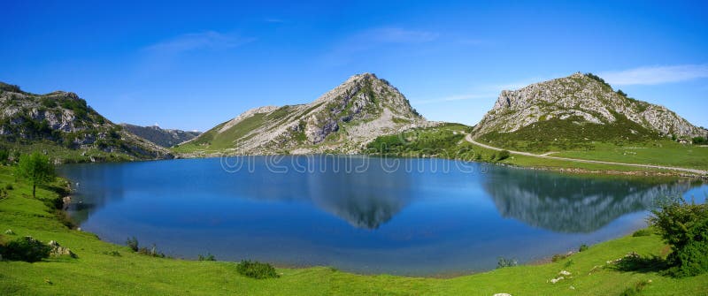 Picos de Europa Enol lake in Asturias Spain