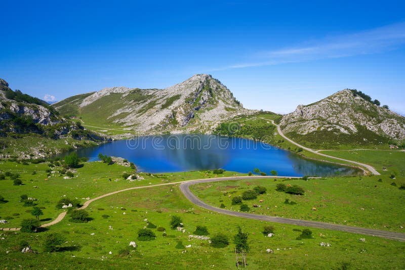 Picos de Europa Enol lake in Asturias Spain