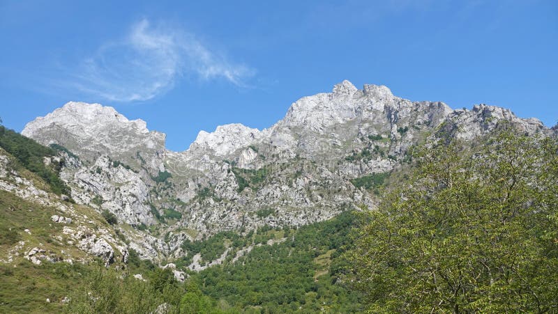 Picos de Europa mountain tops at Cares Gorge trail in Spain