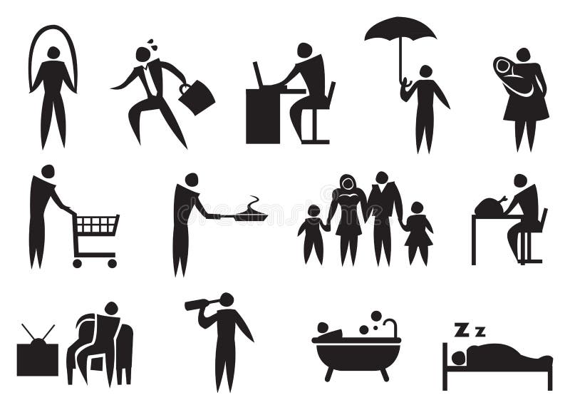 Pictogram die van de mens zijn dagelijks werk doen stock illustratie Pictogram die van de mens zijn dagelijks werk doen stock illustratie