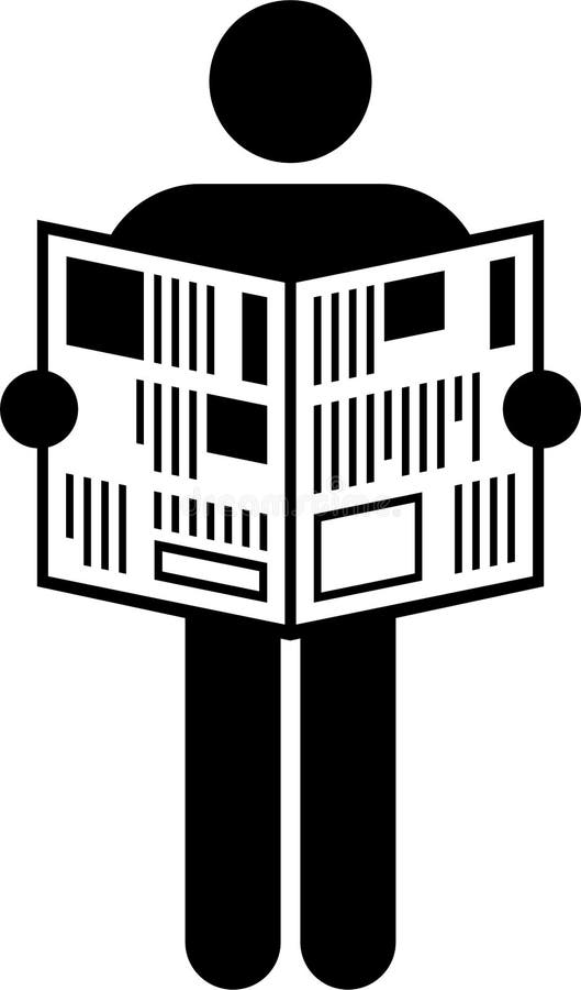 This is a pictogram of a man reading the newspaper. Man reading magazine vectors