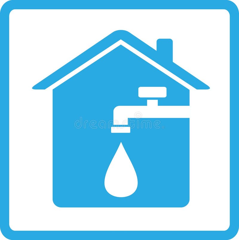 Pictogram met huis, spon en daling van water royalty-vrije illustratie Pictogram met huis, spon en daling van water royalty-vrije illustratie