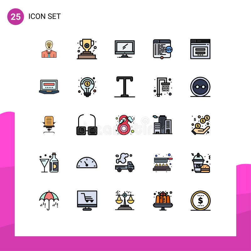 Download Pictogram Set Of 25 Simple Filled Line Flat Colors Of ...
