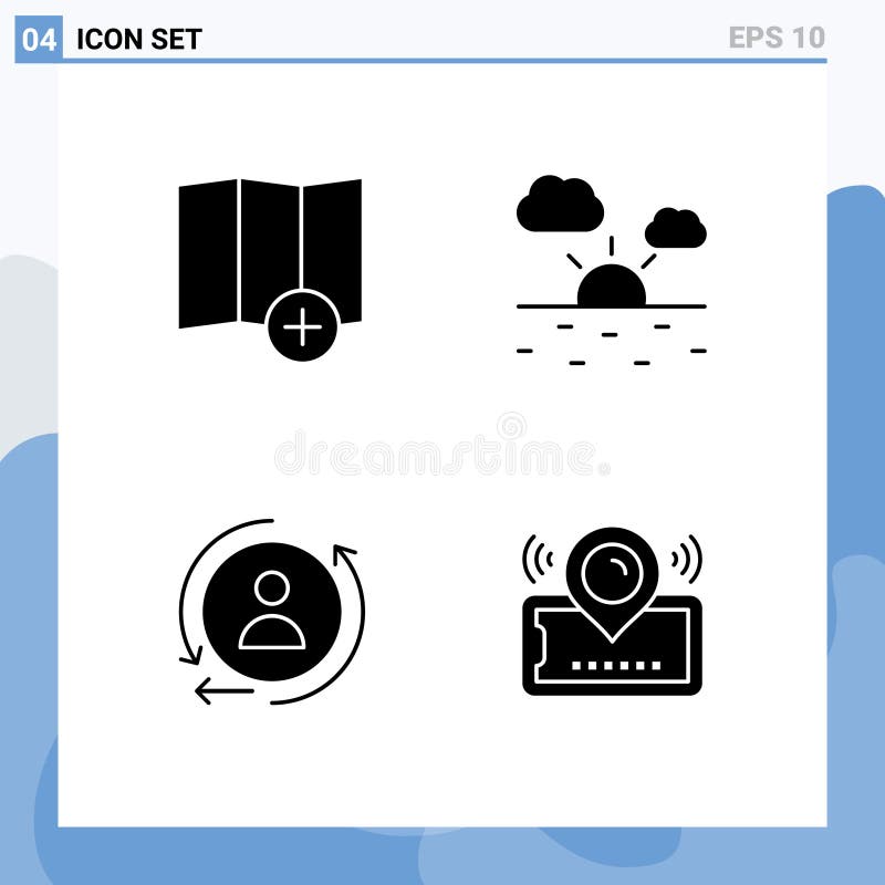 Pictogram Set of 4 Simple Solid Glyphs of location, map, cloud, digital, location vector illustration