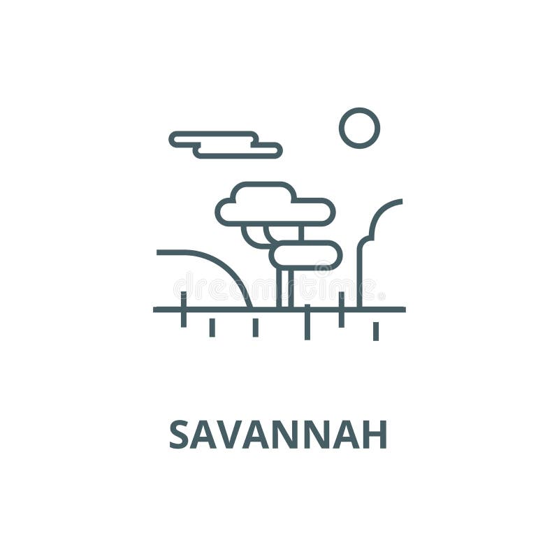 Pictogram van de savanne het vectorlijn, lineair concept, overzichtsteken, symbool stock illustratie Pictogram van de savanne het vectorlijn, lineair concept, overzichtsteken, symbool stock illustratie