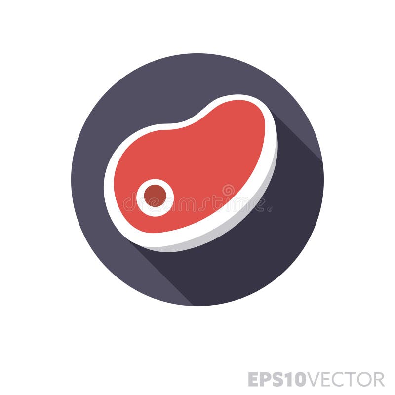 Pictogram van de de schaduw vectorkleur van het lapje vlees het vlakke ontwerp lange vector illustratie Pictogram van de de schaduw vectorkleur van het lapje vlees het vlakke ontwerp lange vector illustratie